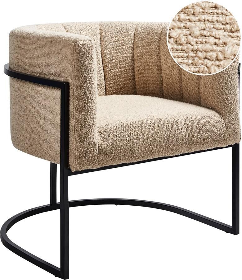 Beliani LARVIK II Fauteuil Beige Bouclé