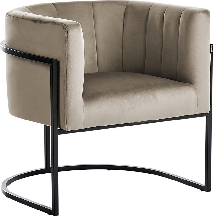 Beliani LARVIK II Fauteuil Taupe Fluweel