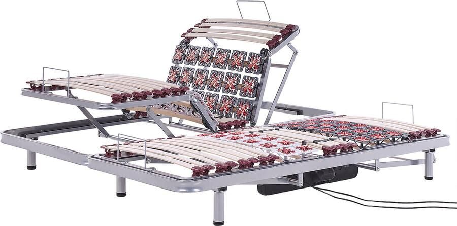 Beliani Set van 2 elektrische verstelbare bedframes MOON 180 x 200 cm Donkergrijs