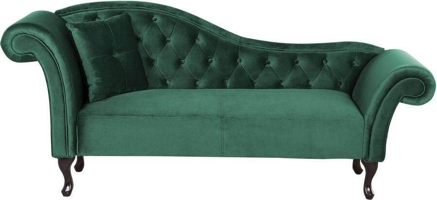 Beliani LATTES Chaise longue Donkergroen Linkerzijde Fluweel - Foto 2