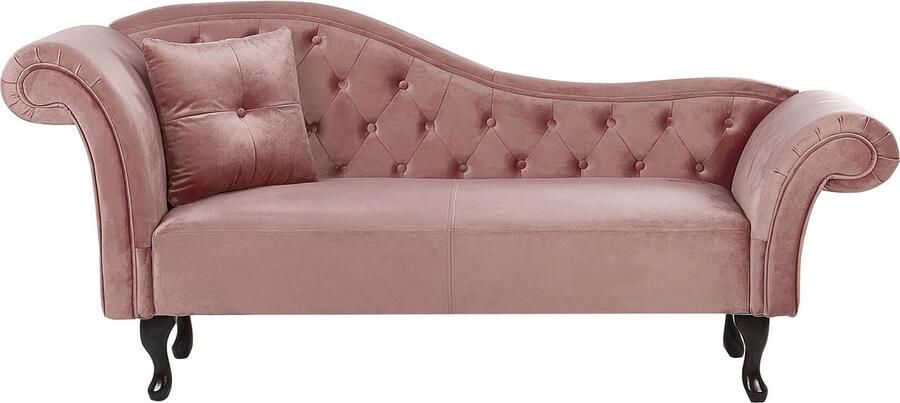 Beliani LATTES Chaise longue Roze Linkerzijde Fluweel - Foto 2