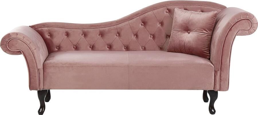 Beliani LATTES Chaise longue Roze Rechterzijde Fluweel - Foto 2