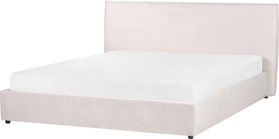 Beliani -LAVAUR-Bed met opbergruimte-Gebroken wit-180 x 200 cm-Fluweel - Foto 2