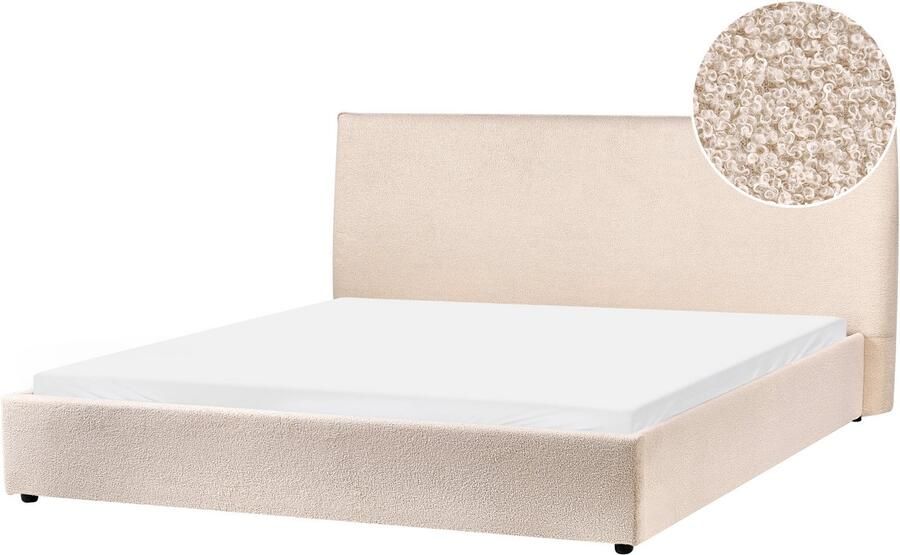 Beliani LAVAUR Waterbed Beige 180 x 200 cm Bouclé