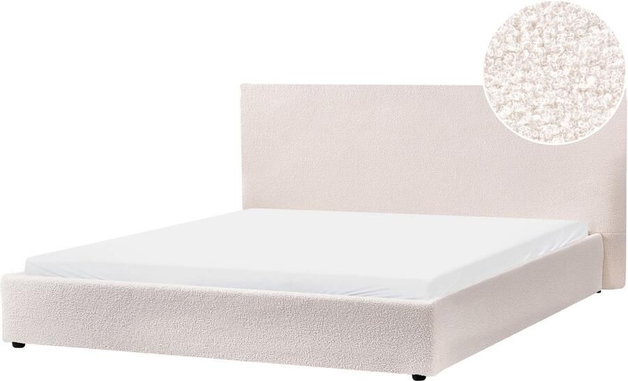 Beliani LAVAUR Waterbed Off-white 180 x 200 cm Bouclé