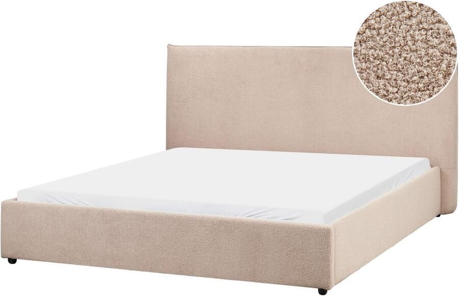 Beliani Waterbed Bouclé LAVAUR 160 x 200 cm Taupe
