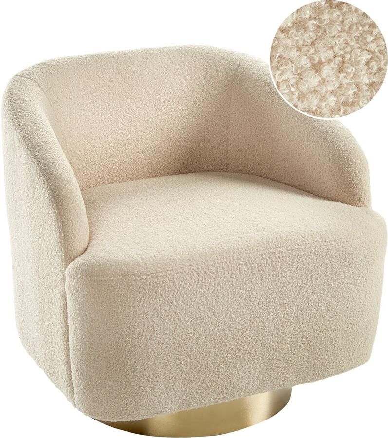 Beliani LAVIK Fauteuil Beige Bouclé