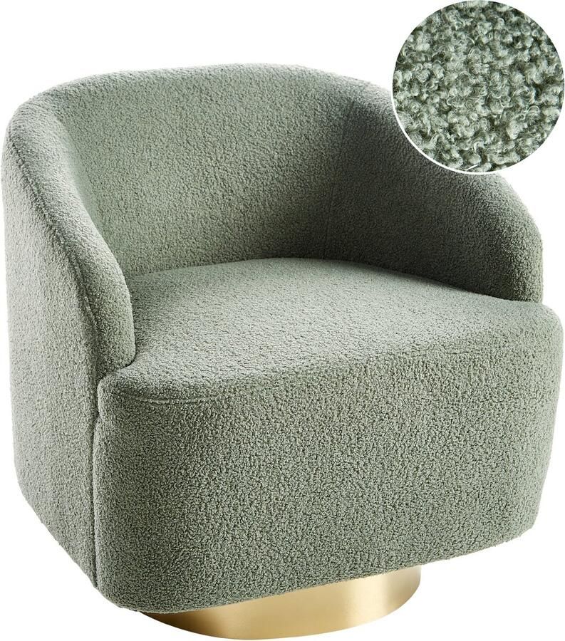 Beliani Fauteuil LAVIK Bouclé Lichtgroen