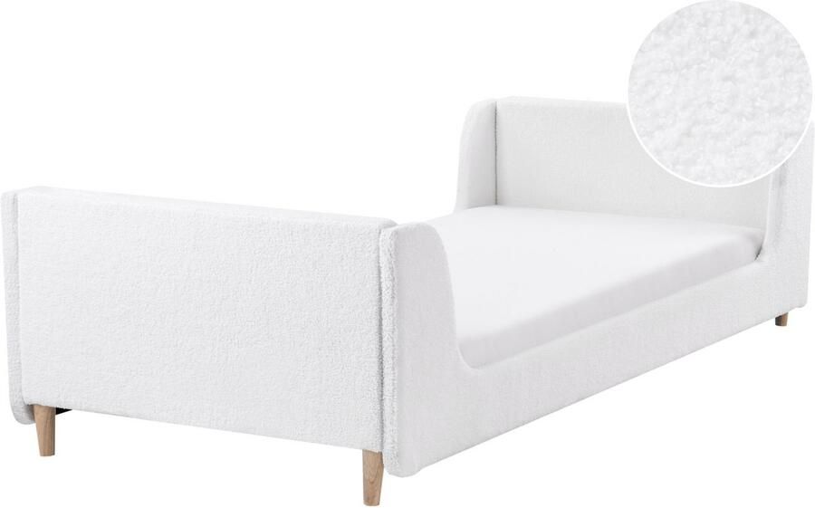 Beliani LAYE Kinderbed Gebroken wit 90 x 200 cm Bouclé