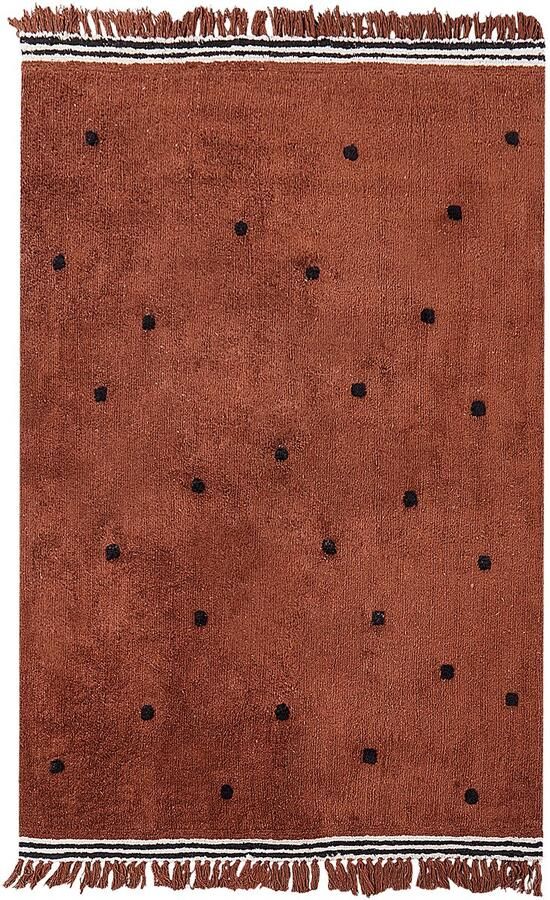 Beliani Kindervloerkleed LAZA Bruin 140 x 200 cm Katoen