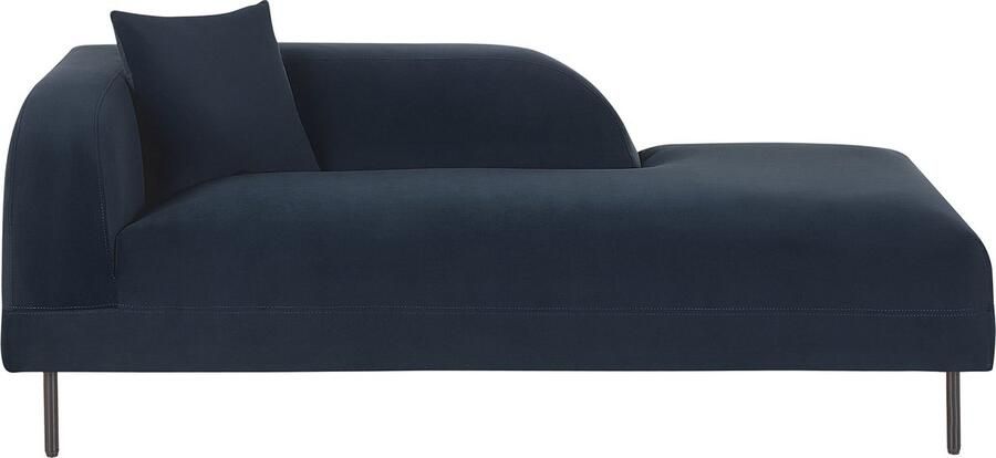 Beliani Linkszijdige chaise longue LE CRAU Fluweel Donkerblauw - Foto 3