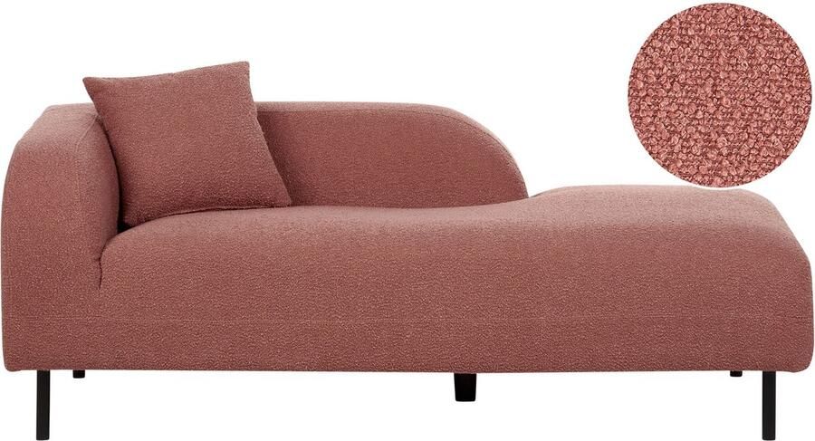 Beliani LE CRAU Chaise longue Roze Linkerzijde Bouclé