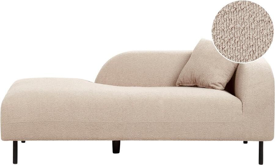 Beliani LE CRAU Chaise longue Taupe Rechtszijdig Bouclé
