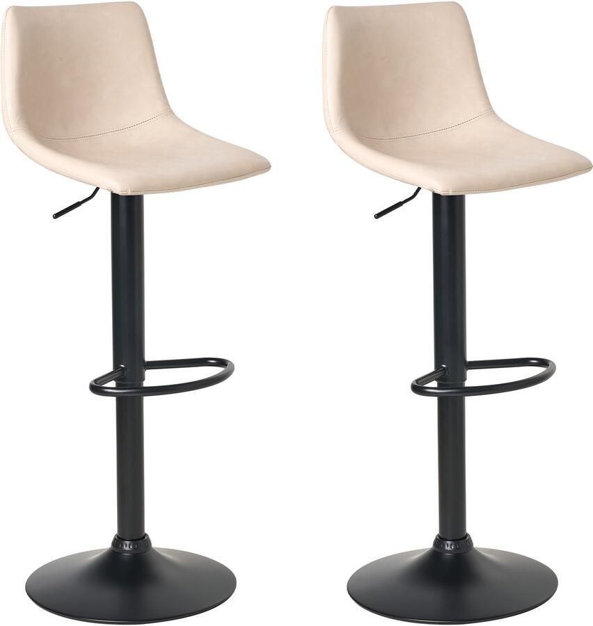 Beliani LEBRIJA Barkruk set van 2 Lichtbeige Kunstleer