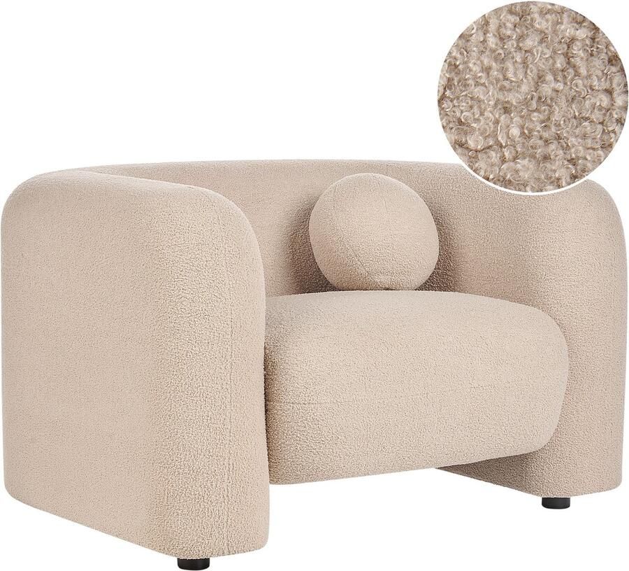 Beliani LEIREN Fauteuil Beige Bouclé