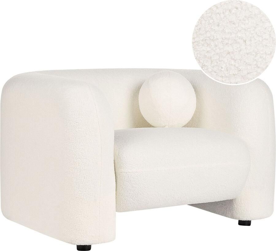 Beliani Fauteuil LEIREN Bouclé Wit