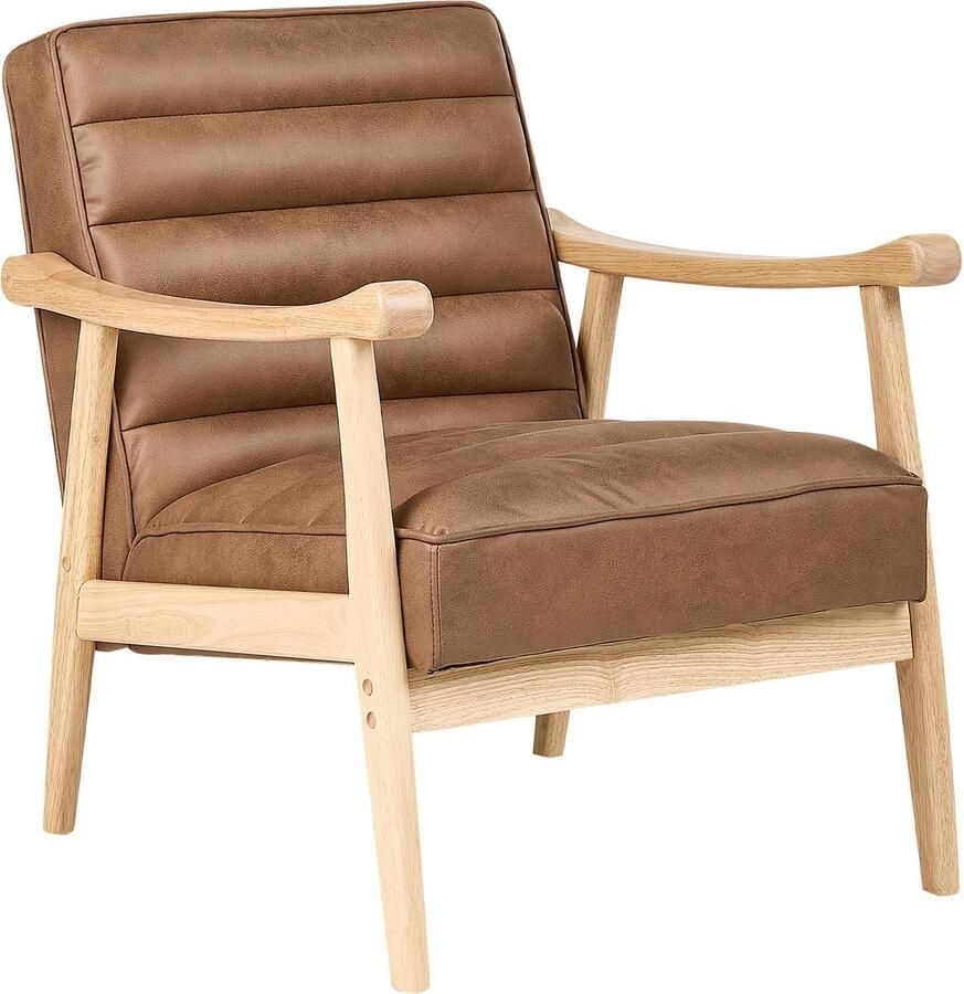 Beliani LEKNES Fauteuil Bruin Kunstleer