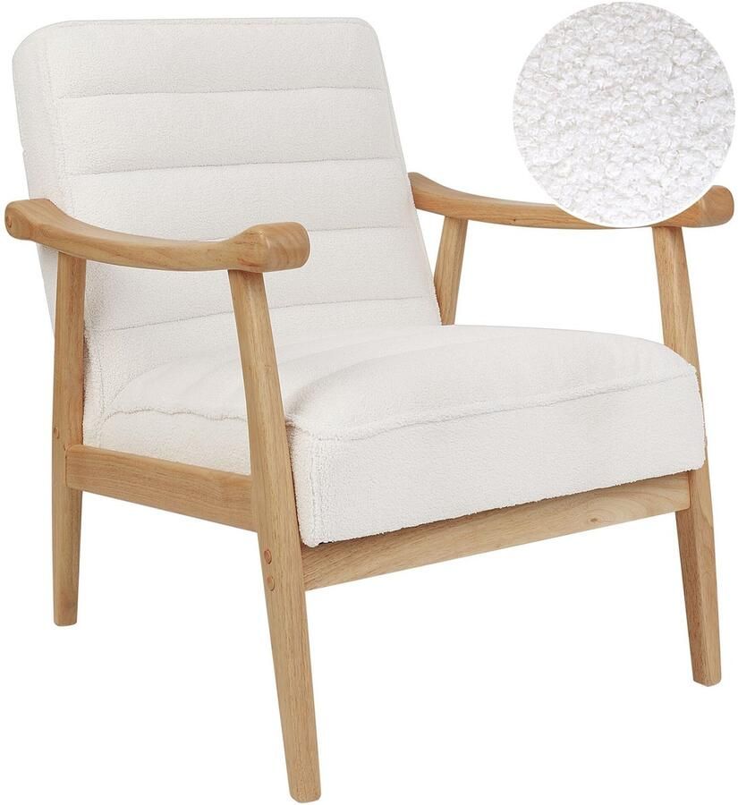 Beliani LEKNES Fauteuil Gebroken wit Bouclé