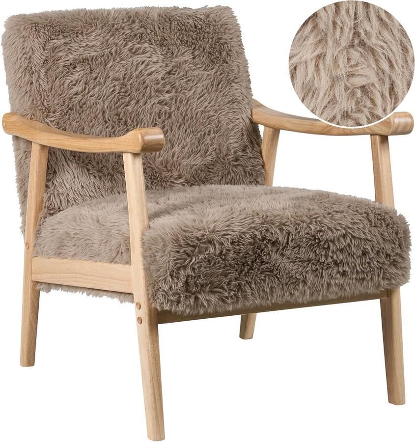 Beliani LEKNES Fauteuil Taupe Kunstbont