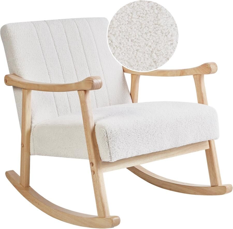 Beliani LEKNES Schommelstoel Gebroken wit Bouclé