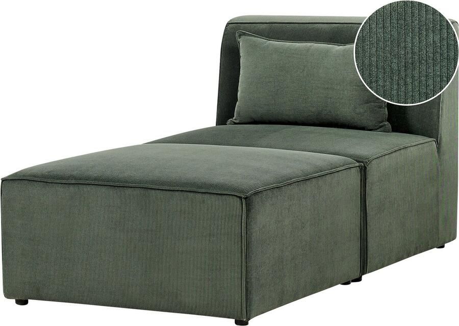 Beliani LEMVIG Chaise longue Donkergroen Corduroy