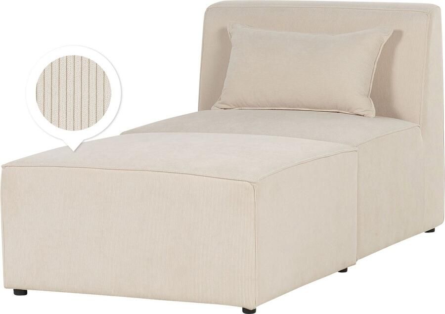 Beliani LEMVIG Chaise longue Lichtbeige Corduroy - Foto 2