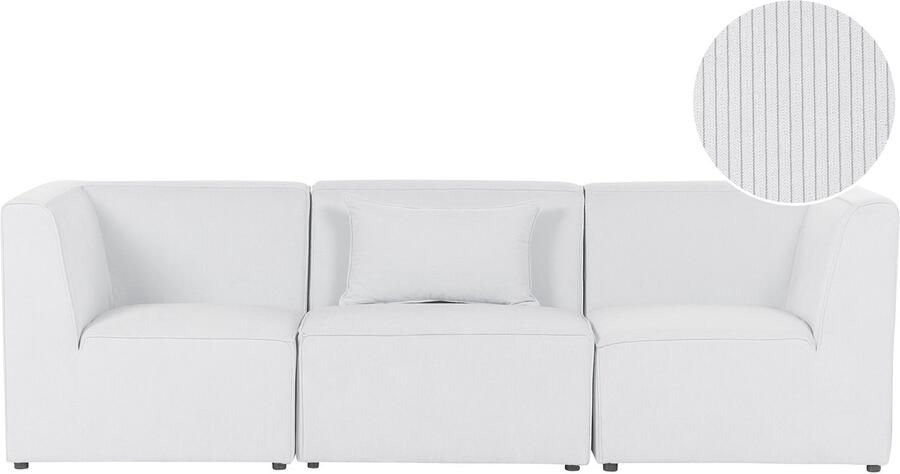 Beliani Modulaire bank LEMVIG Corduroy Gebroken wit 3-zitter