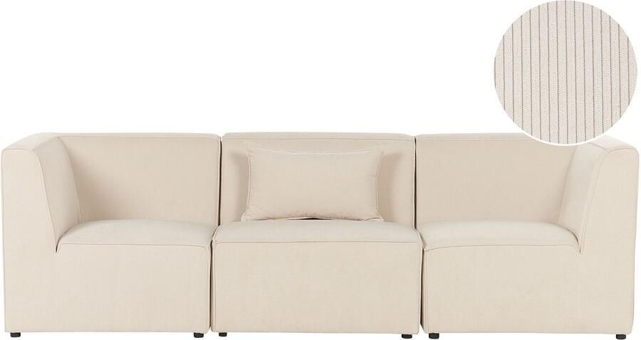 Beliani Modulaire bank LEMVIG Corduroy Lichtbeige 3-zitter