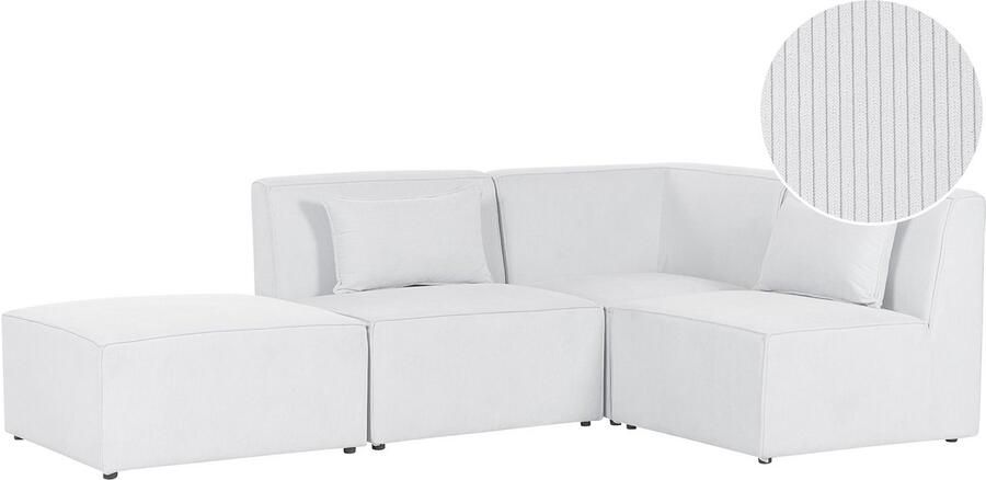 Beliani -LEMVIG-Hoekbank 3-zits-Gebroken wit-Linkszijdig-Corduroy
