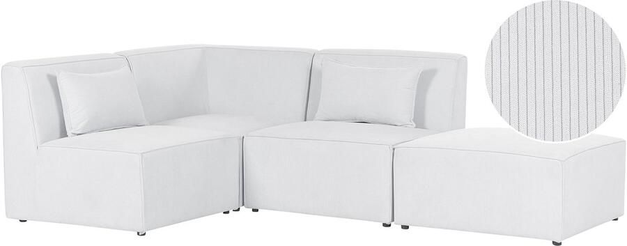 Beliani -LEMVIG-Hoekbank 3-zits-Gebroken wit-Rechterzijde-Corduroy