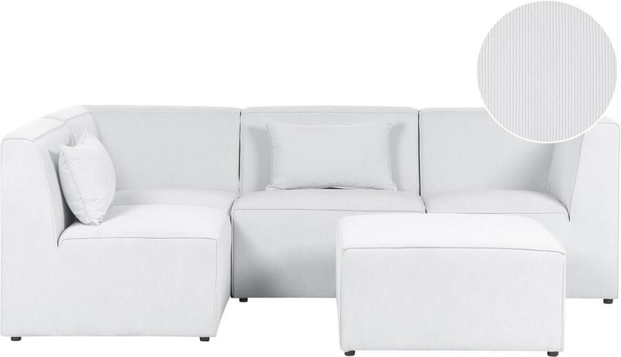 Beliani -LEMVIG-Hoekbank 4-zits-Gebroken wit-Rechterzijde-Corduroy