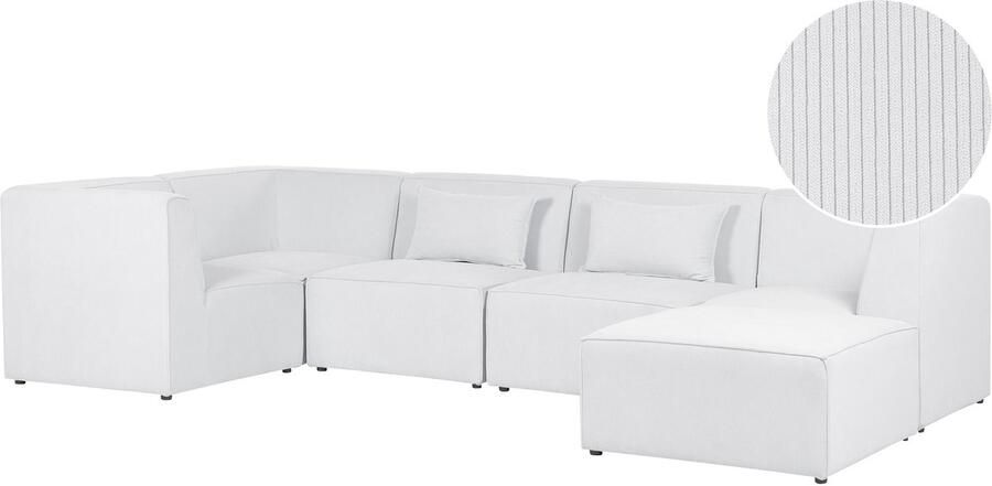 Beliani -LEMVIG-Hoekbank 5-zits-Gebroken wit-Rechterzijde-Corduroy