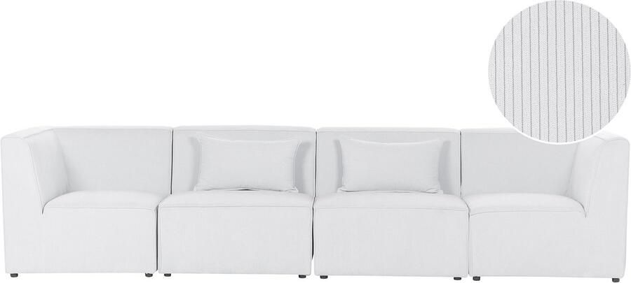 Beliani LEMVIG Vierzitsbank Gebroken wit Corduroy