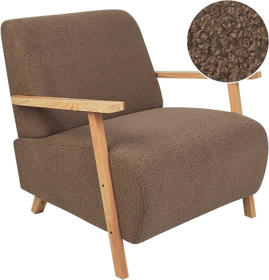 Beliani LESJA Fauteuil Bruin Bouclé