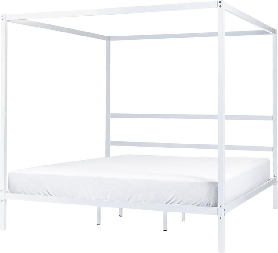 Beliani Hemelbed Metaal LESTARDS 180 x 200 cm Wit