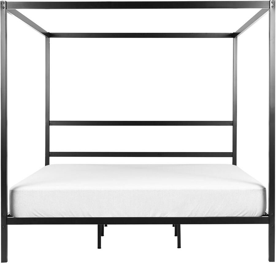 Beliani LESTARDS Hemelbed Zwart 180 x 200 cm Staal