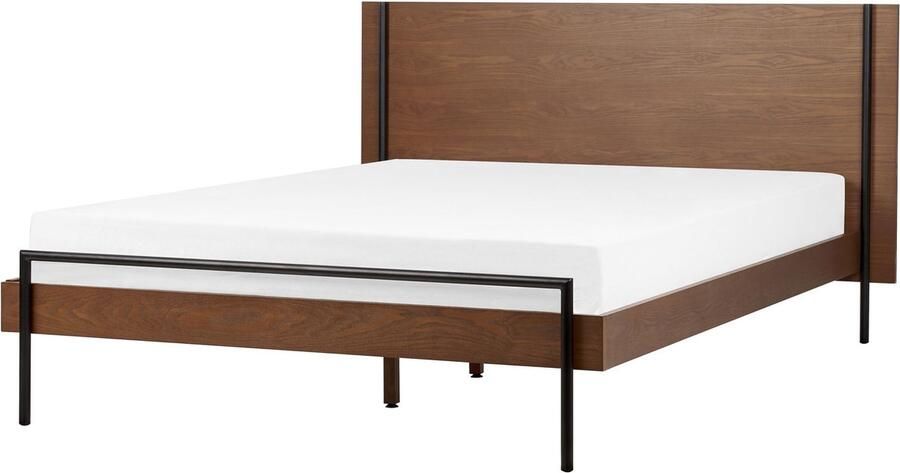 Beliani -LIBERMONT-Tweepersoonsbed-Donkerbruin-140 x 200 cm-MDF