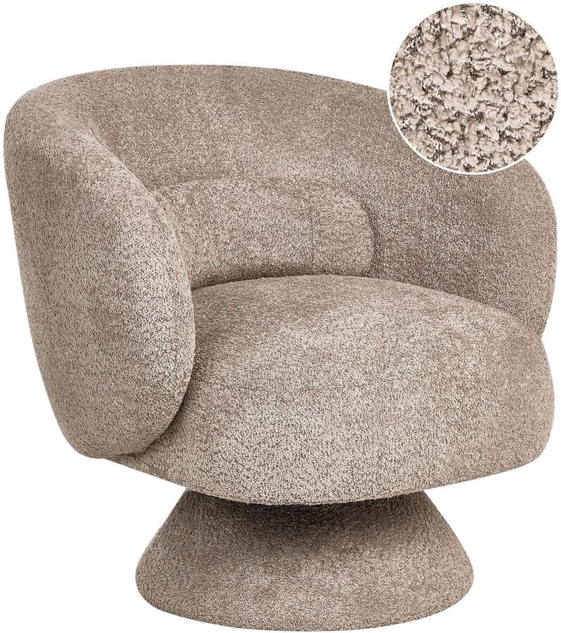 Beliani Draaifauteuil LIEKSA Bouclé Beige