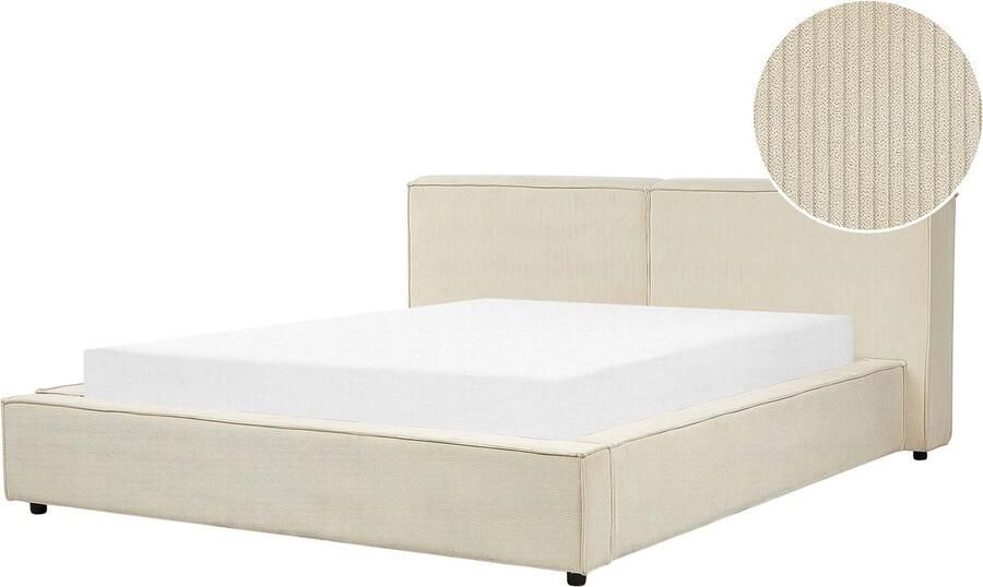 Beliani LINARDS Bed Beige 160 x 200 cm Corduroy