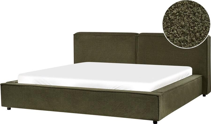 Beliani LINARDS Bed Donkergroen 180 x 200 cm Bouclé