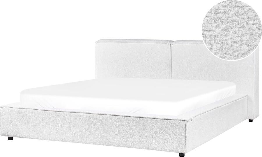 Beliani LINARDS Bed Wit 160 x 200 cm Bouclé