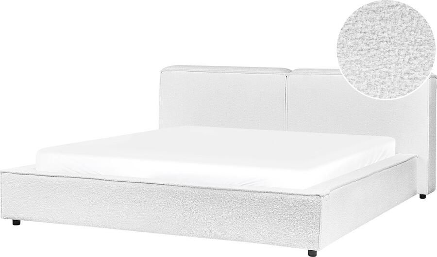 Beliani LINARDS Bed Wit 180 x 200 cm Bouclé