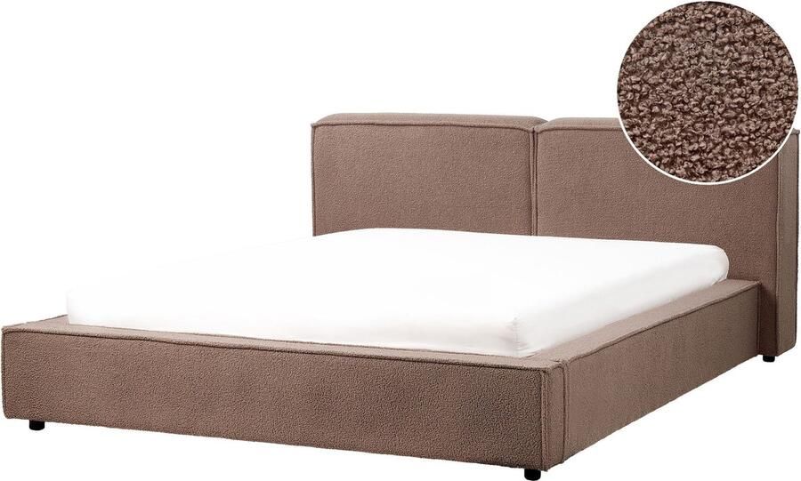 Beliani LINARDS Tweepersoonsbed Bruin 160 x 200 cm Bouclé