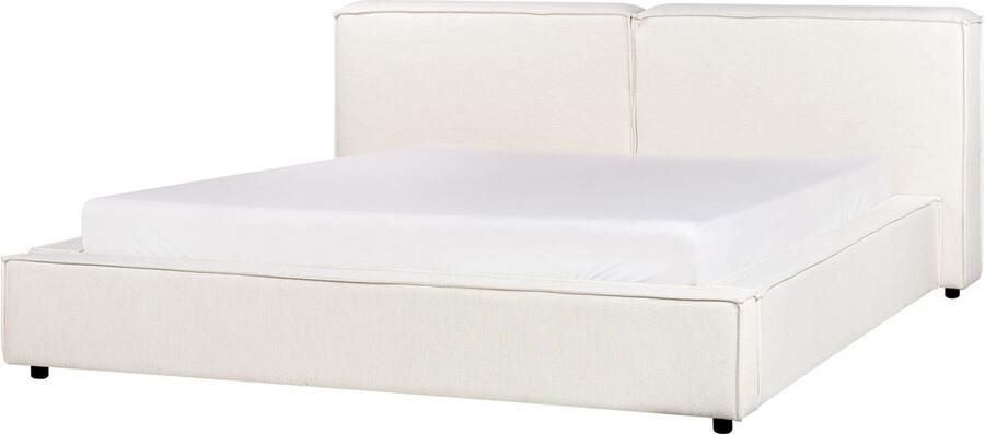 Beliani LINARDS Tweepersoonsbed Gebroken wit 180 x 200 cm Polyester