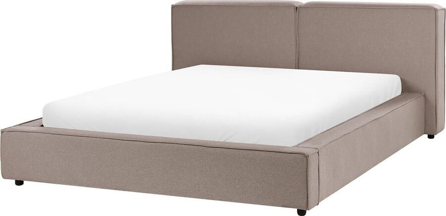 Beliani LINARDS Tweepersoonsbed Lichtbruin 160 x 200 cm Stof