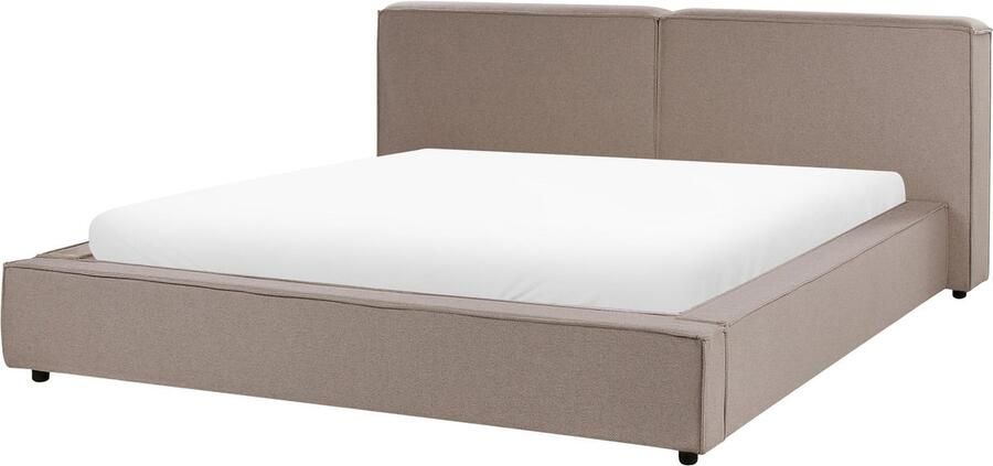 Beliani LINARDS Tweepersoonsbed Lichtbruin 180 x 200 cm Stof