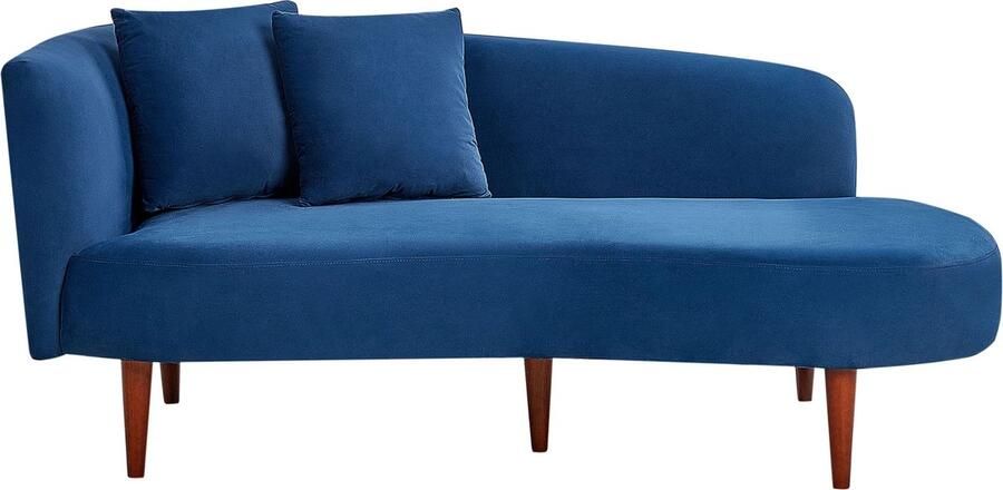 Beliani Linkszijdige chaise longue CHAUMONT Fluweel Marineblauw