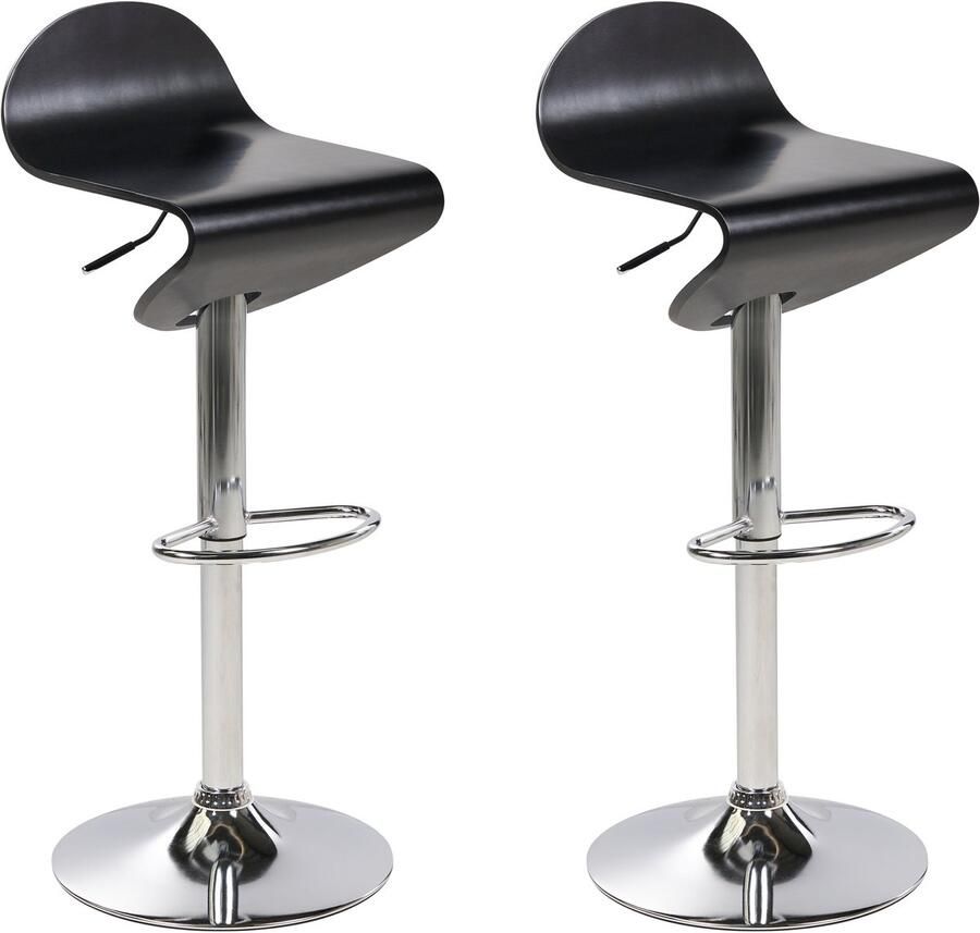 Beliani LIVERPOOL Barkruk set van 2 verstelbaar Zwart Multiplex