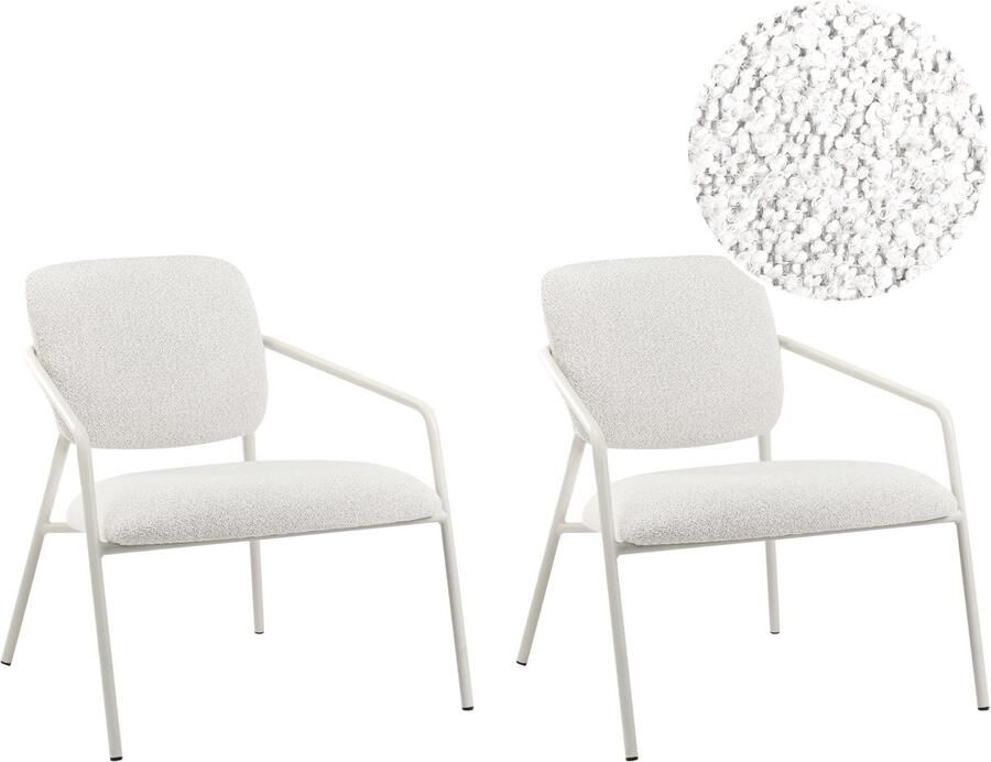 Beliani LOA Set van 2 fauteuils Gebroken wit Polyester