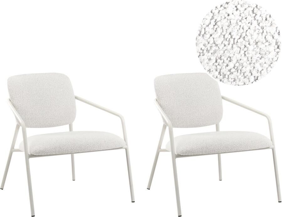 Beliani LOA Set van 2 fauteuils Gebroken wit Polyester